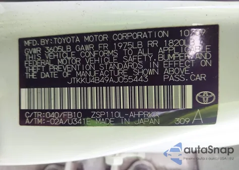 2010 Scion Xd from USA, damaged, VIN JTKKU4B49AJ055443